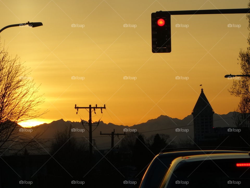 sunset in the city