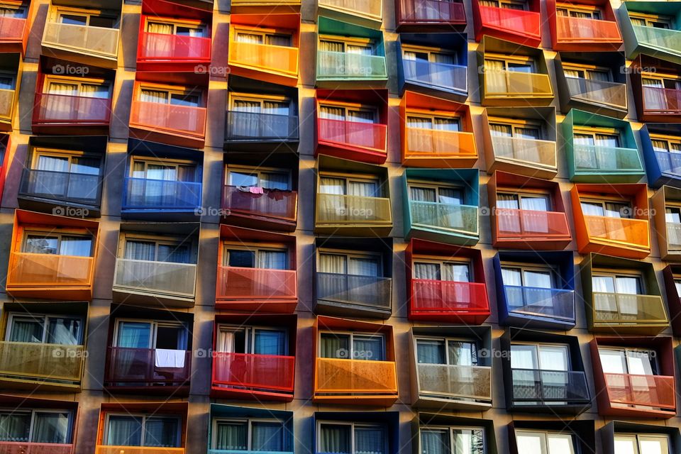 building with colorful balconies