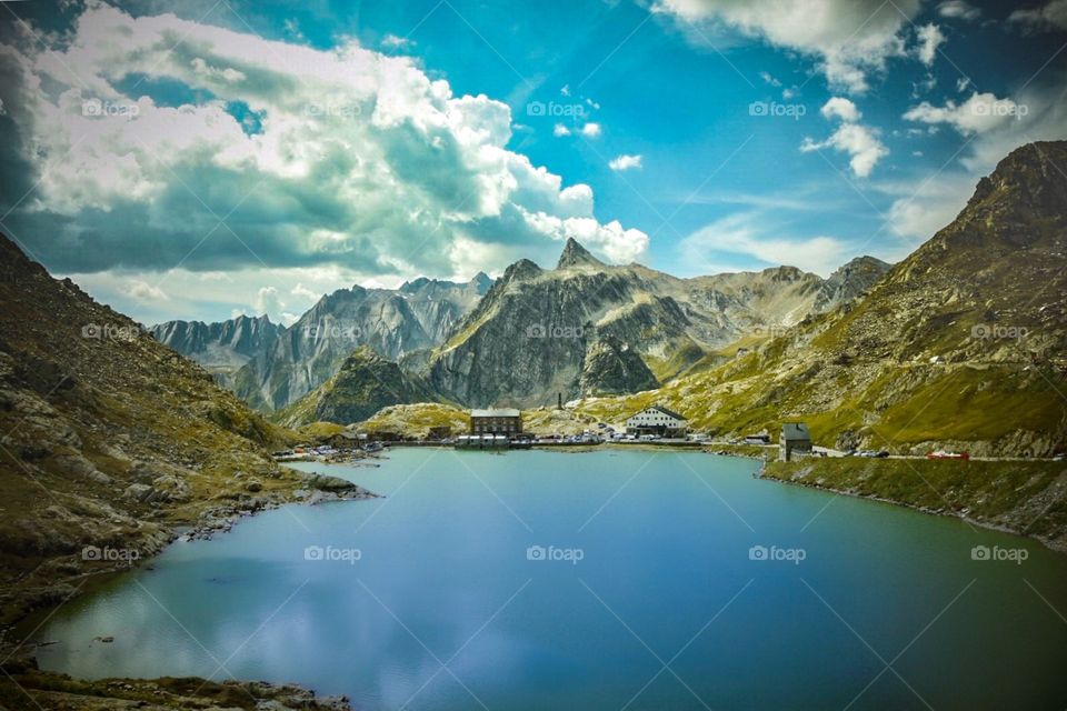 mountain lake, great st. bernard pass.