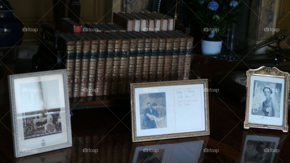 vintage table with very old ornaments