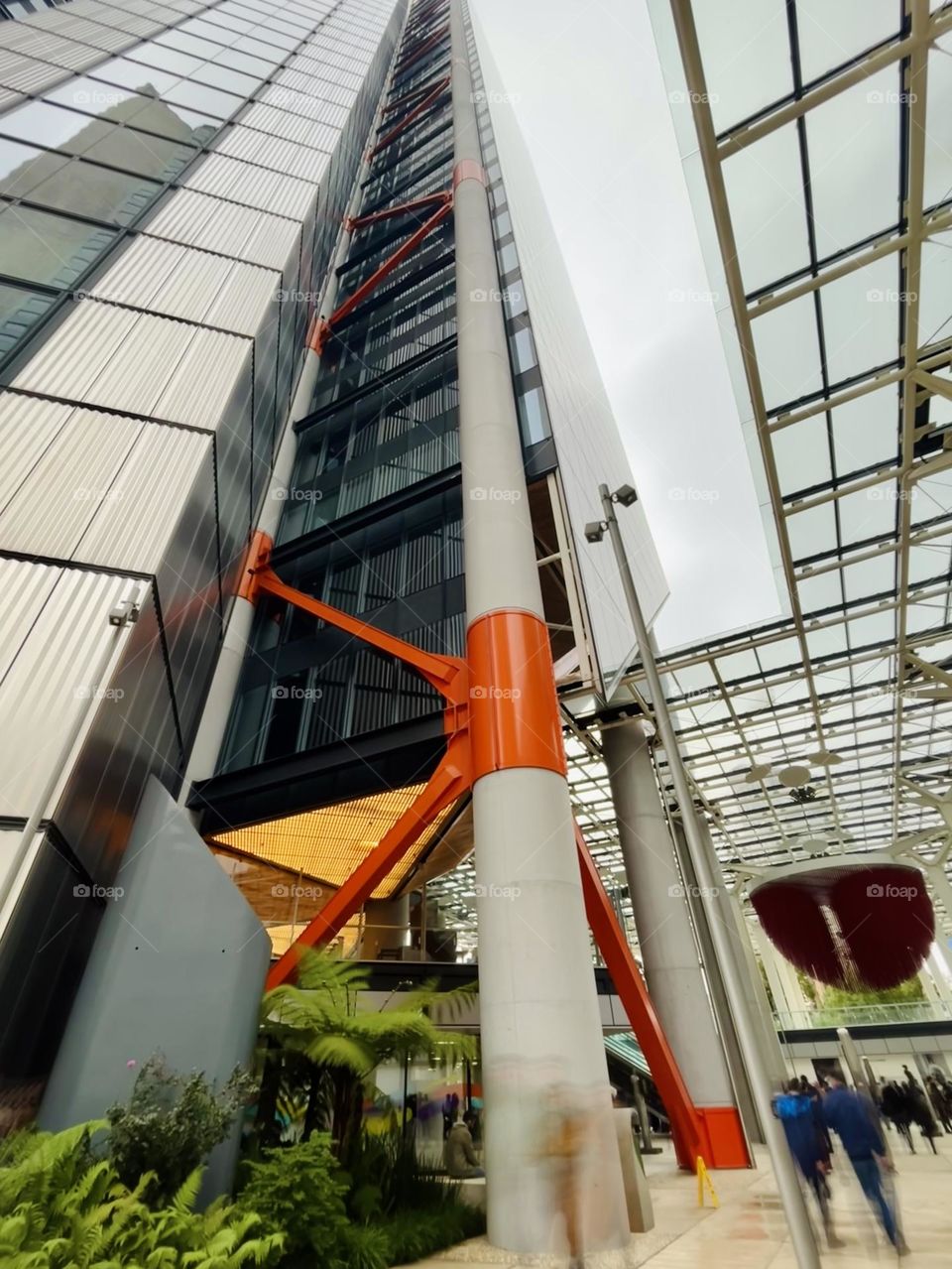 People walking through the building 