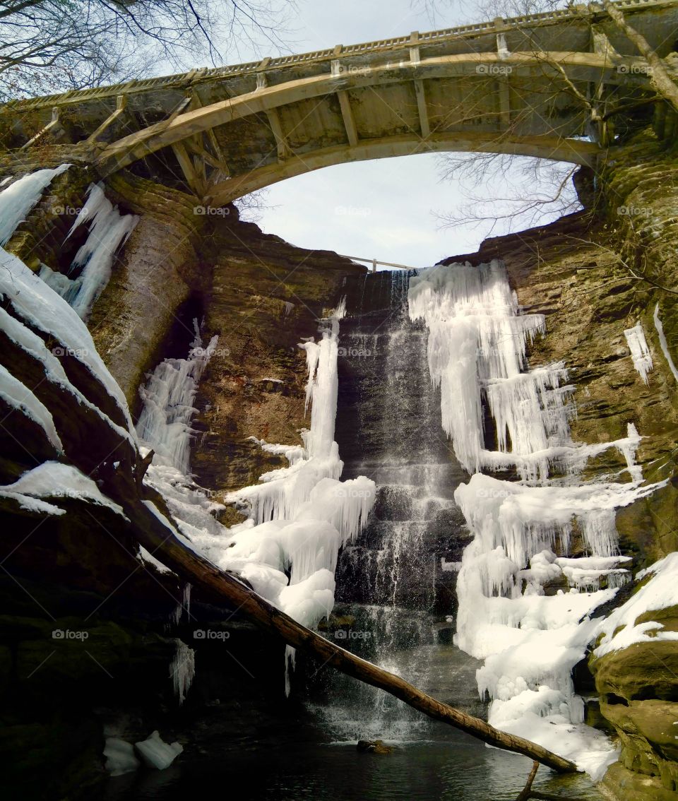 Almost frozen  waterfall
