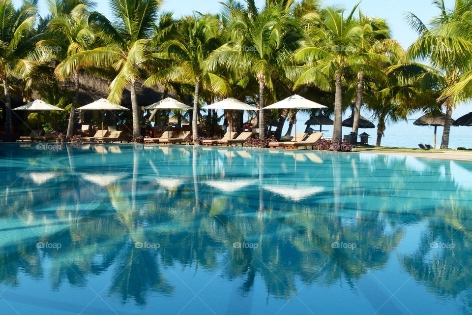 Swimming pool in a mauritian hotel