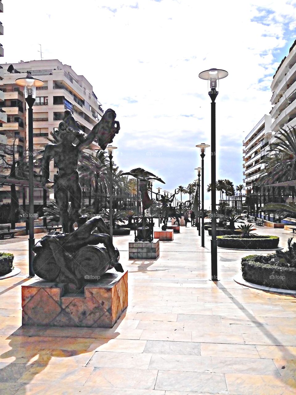 Beautiful sculptures of Salvador  Dalí at Marbella promenade, Costa del Sol . Beautiful sculptures of Salvador  Dalí at Marbella,  Costa del Sol 