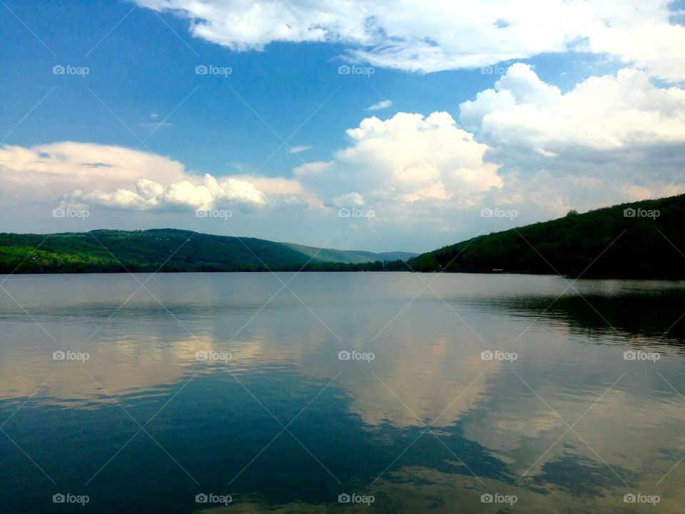 Clouds reflection on lake