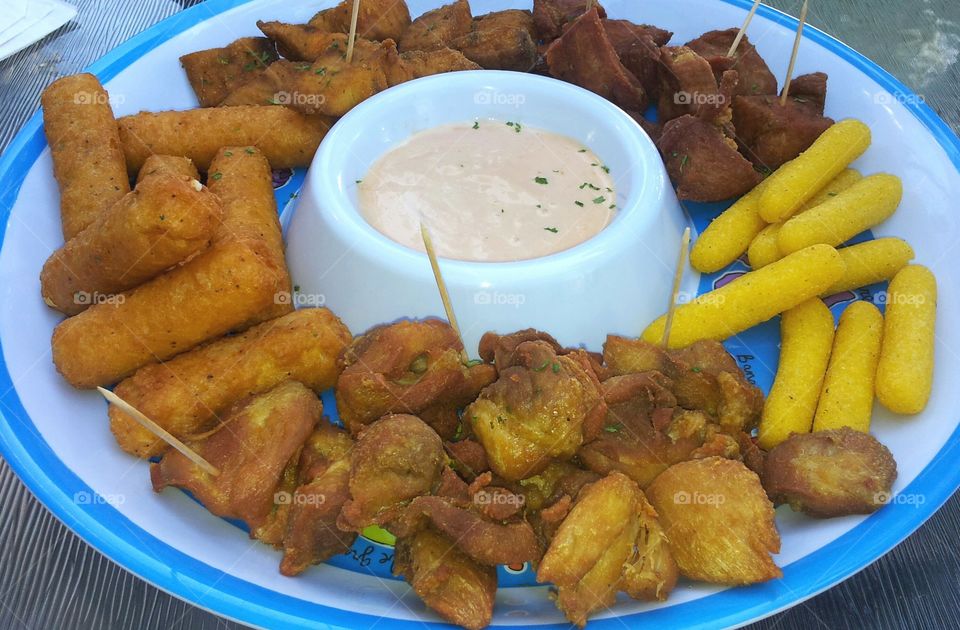 Variety of fritters in plate