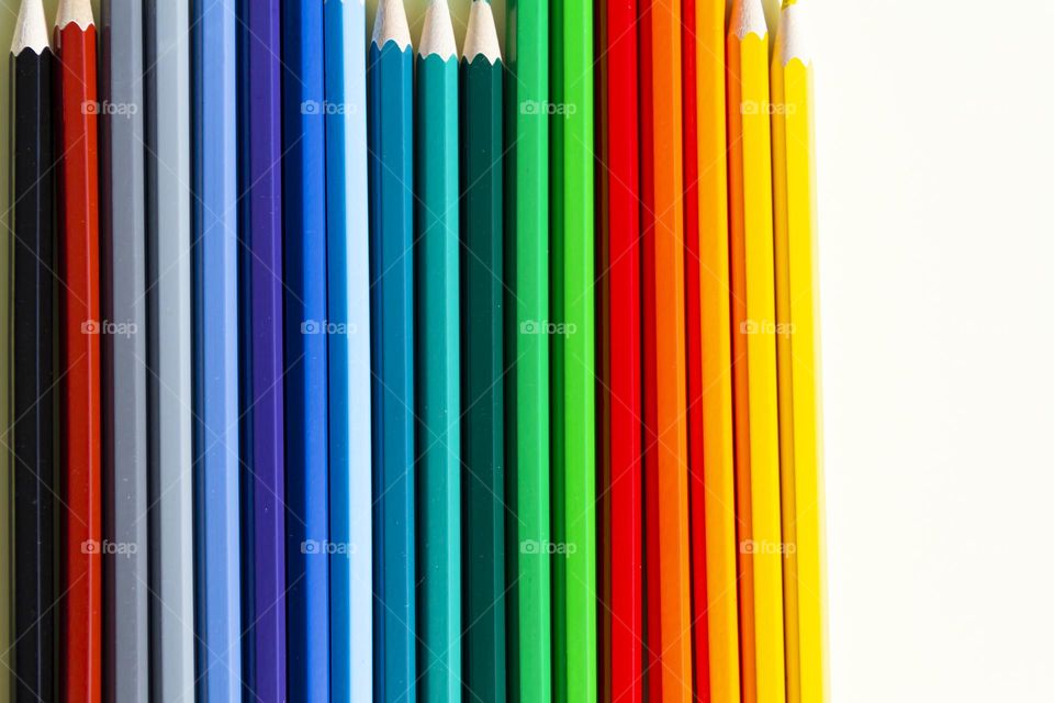 Bright, colored pencils for drawing in the album.  Stationery and goods for study and work.