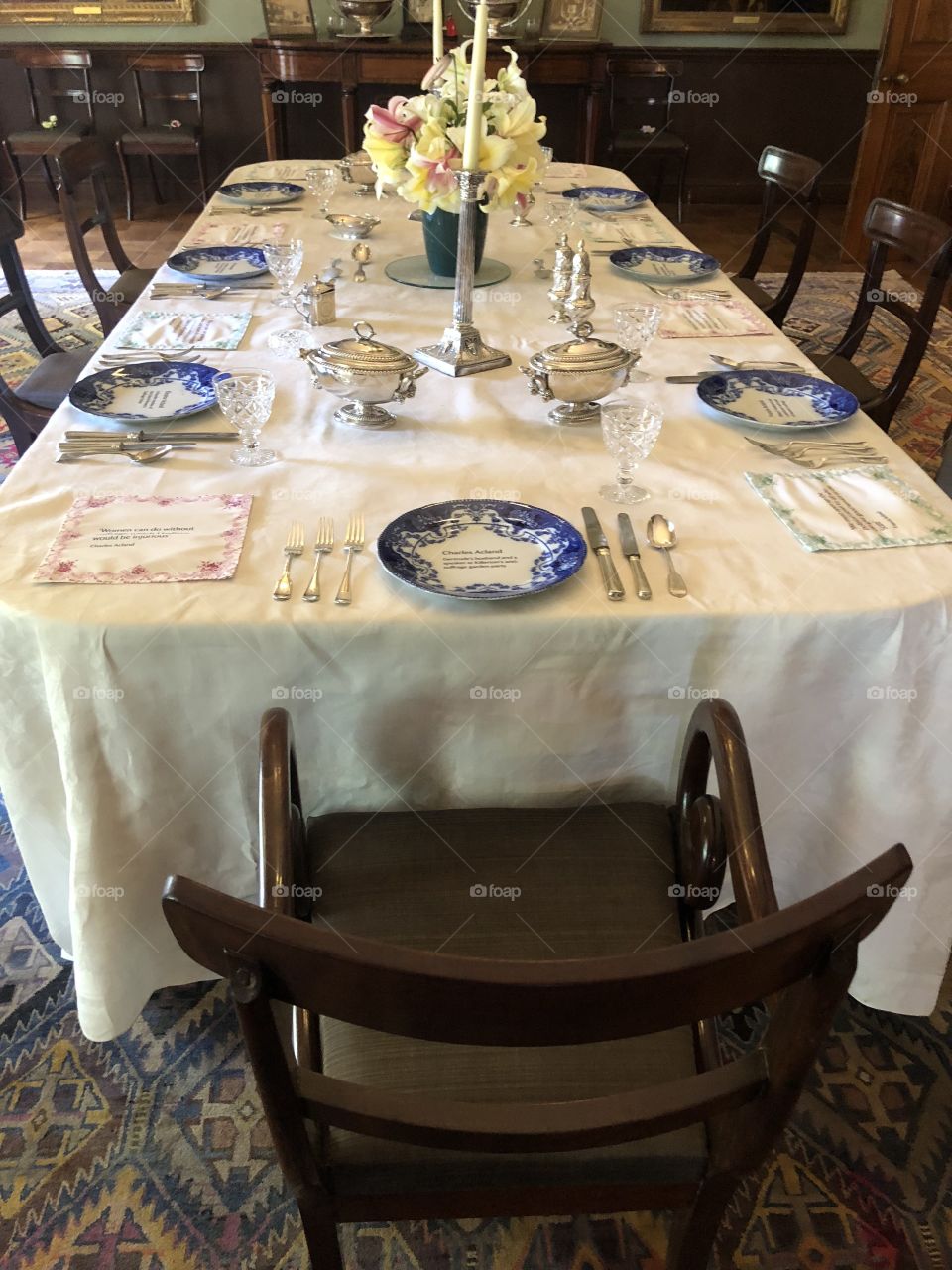 A typical table used by the suffragette movement or their opponents. Political debate at the dining table was expected 100 years ago.