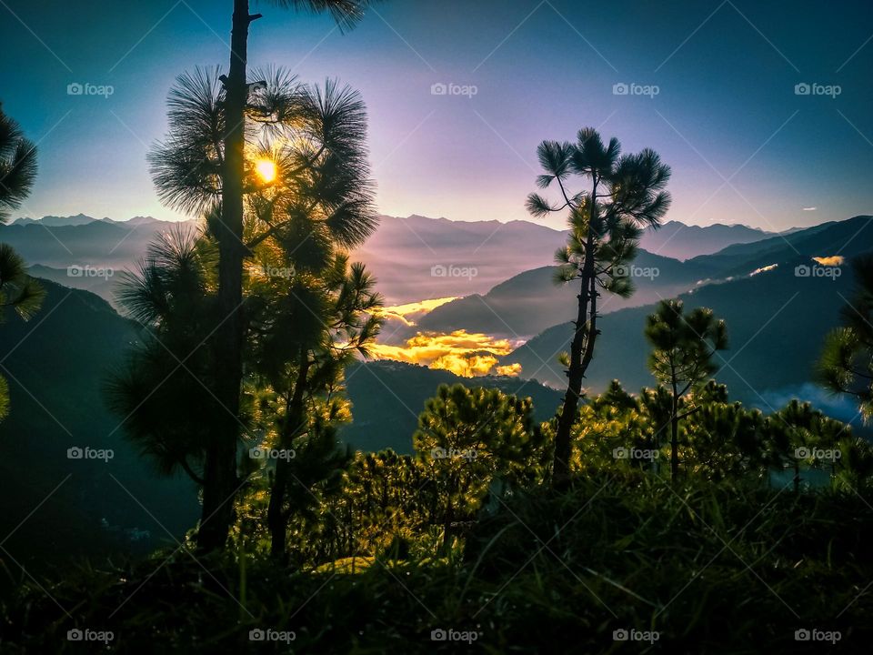 beautiful sunrise at mountains