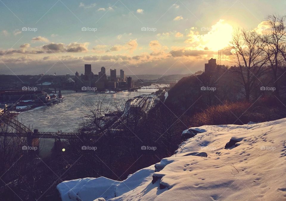 Snow, Winter, Landscape, Sunset, Dawn