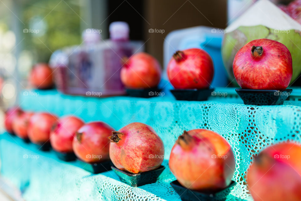 Fresh pomegranates outdoor 