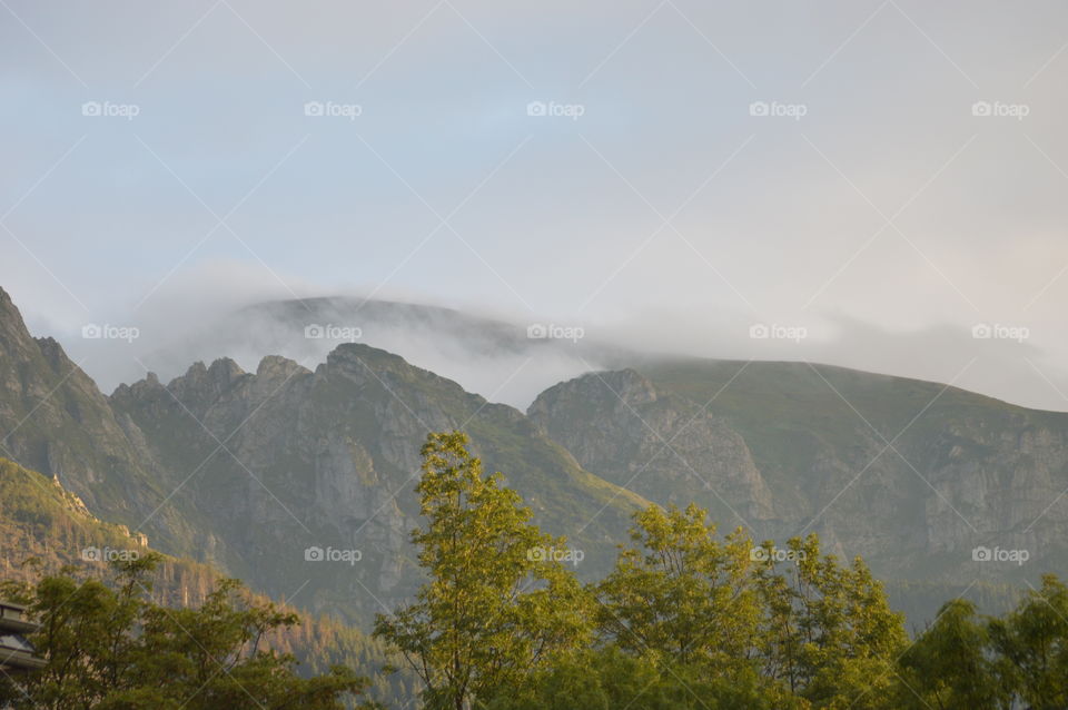 Fog covering the mountain