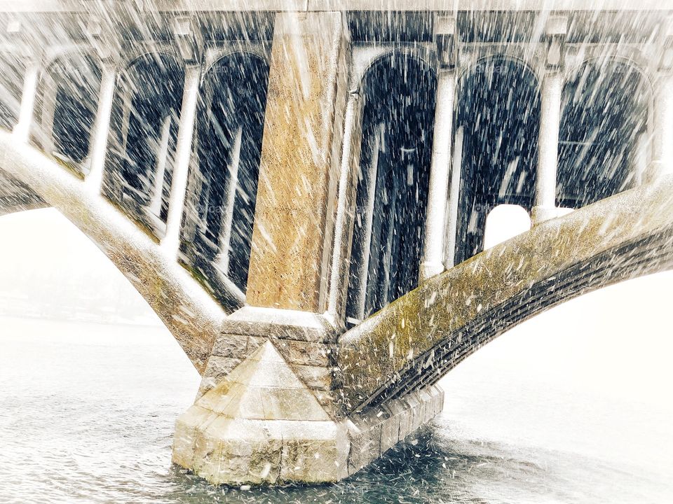 Washington/Devon bridge during today’s nor’easter 