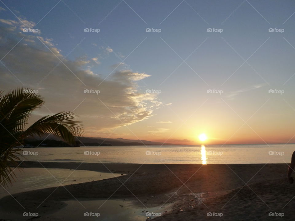 Sunset at beach, Jamaica