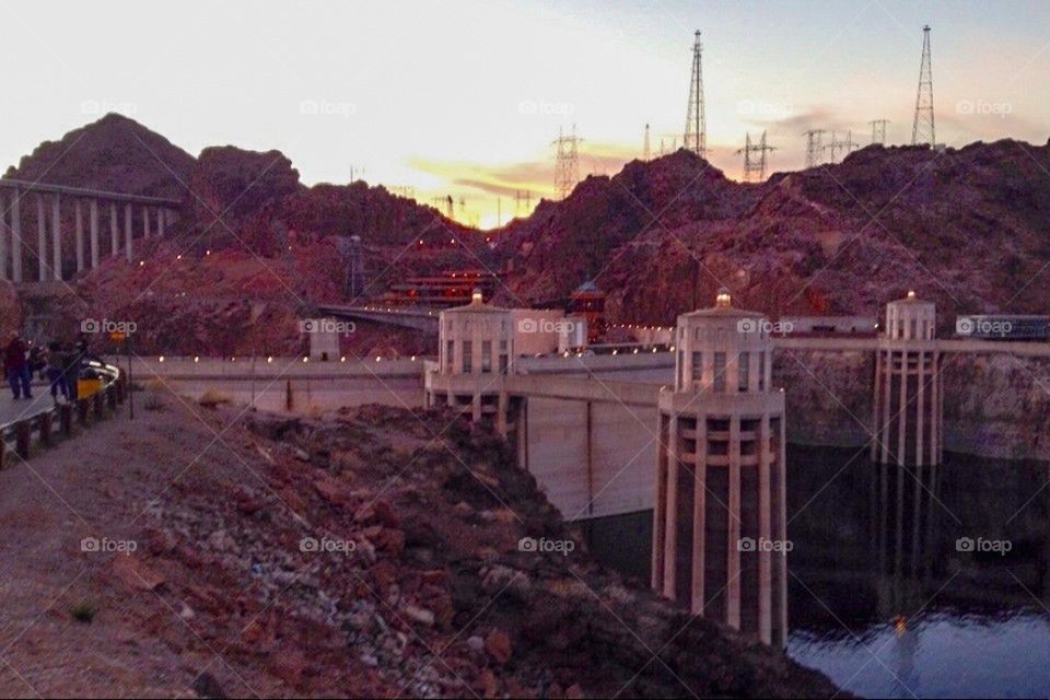Hoover dam sunset