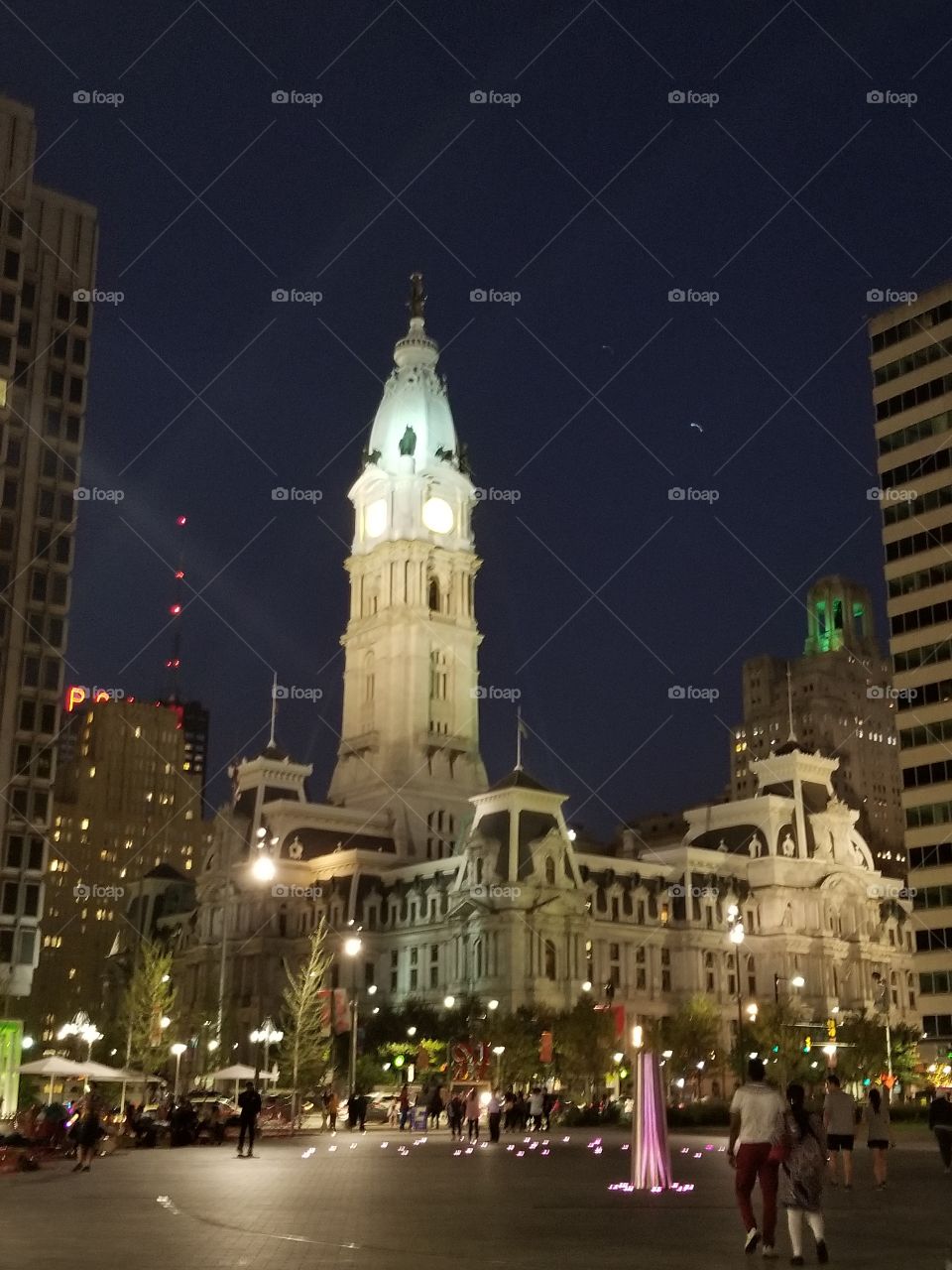 Downtown Philadelphia after dark