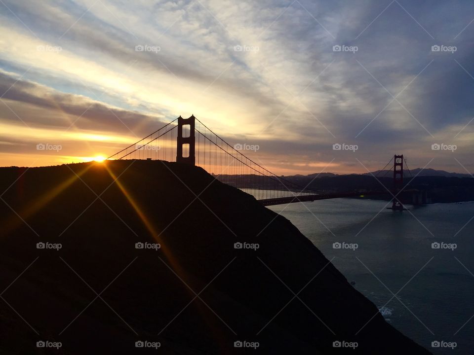 Golden Gate Bridge at sunrise