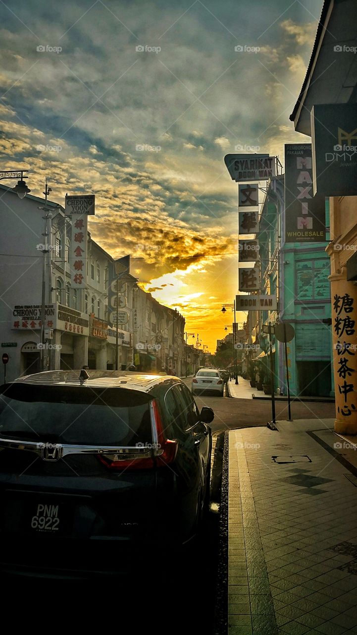 A beautiful sunrise in the heritage zone, Georgetown penang