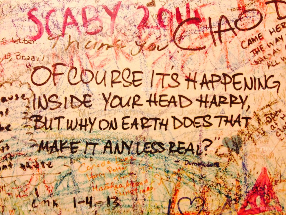 Dumbledore Wisdom. An excerpt from the quotes on the wall of the bathroom at The Elephant Cafe in Edinburgh, Scotland, where J K Rowling wrote the first Harry Potter book. 