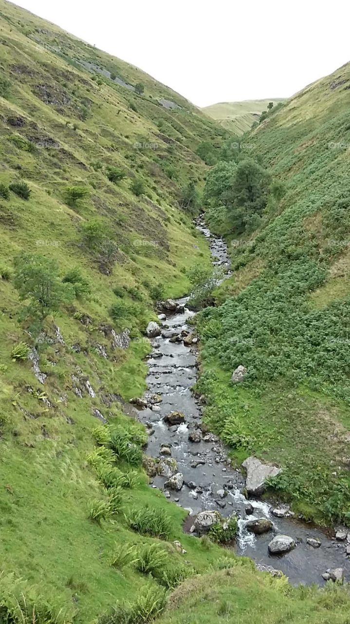 Scottish stream flowing between the ochil hills near Stirling.