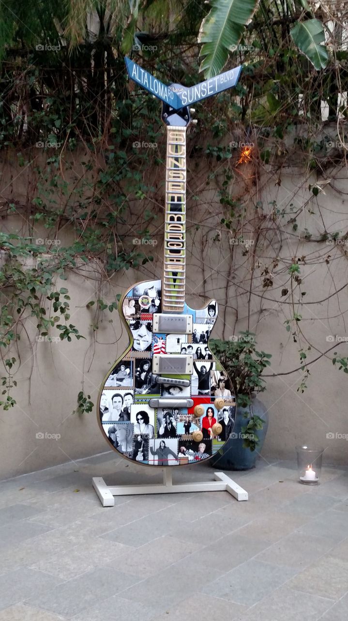 Sunset Marquis Guitar. This adorns the courtyard pf the Sunset Marquis in West Hollywood
